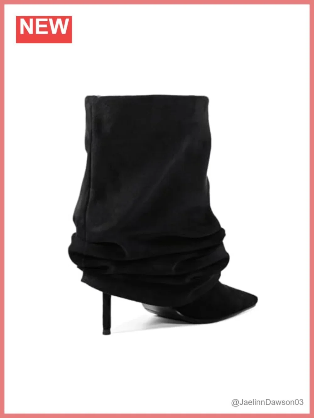 Slouchy Ankle Boots Pointed Toe Stiletto Heel Pull-On Suede Boots Women